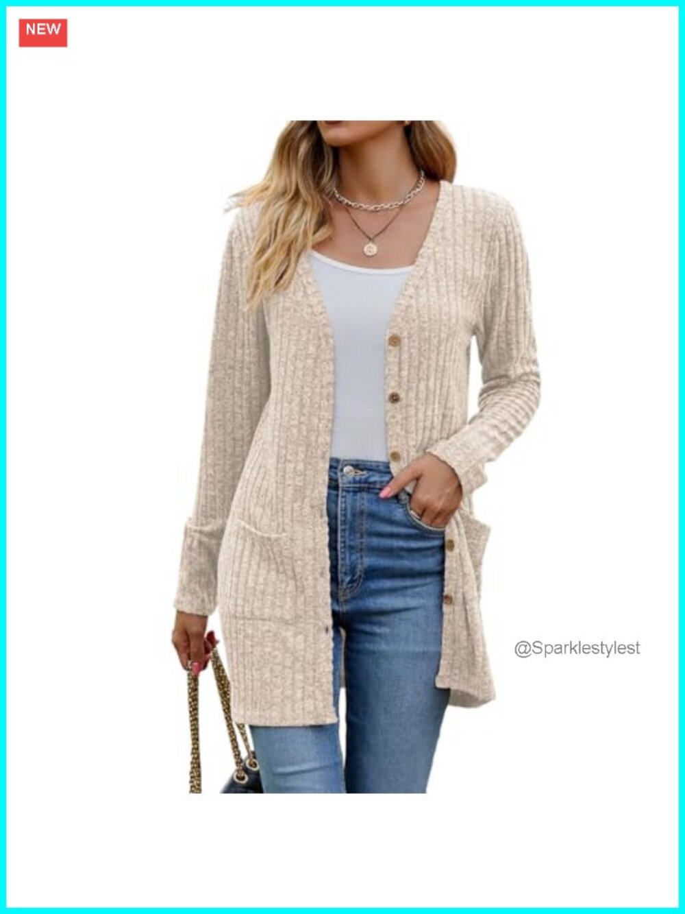Women's Lightweight Soft Knit Long Cardigan Button Open Front Pockets